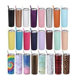 20oz 600ml Stainless Steel Skinny Slim Insulated Tumbler Straight Coffee Cup Vacuum Beer Drink Mugs with Lid BY1689
