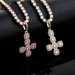 Hip Hop Necklace An Inverted Iced Out Zircon Cross Necklace Gold Silver Plated Mens Bling Bling Jewellery Gift