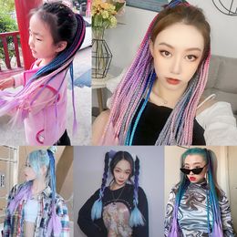 Synthetic Hair Extensions Colourful Tricolour Rope Rubber Bands Braides Wig Ponytail Hair Ring 22 Inch Twist Braid Rope Hair Braider