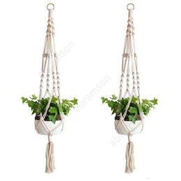 Plant Hangers Macrame Rope Pots Holder Rope Wall Hanging Planter Hanging Basket Plant Holders Indoor Flowerpot Basket Lifting DAA26