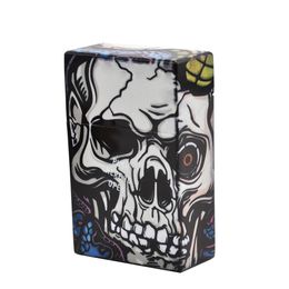 Latest Creative Skull Head of Ghost Printed Cigeratte Case Mix Color portable Plastic box Push Here to Open 12