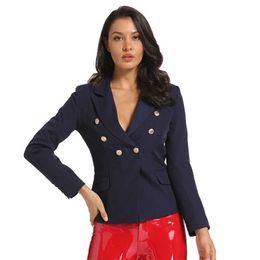 BEVENCCEL Autumn Winter Blazer Double Breasted Casual Women Jacket Coat Outerwear Plus size S-XXXL 210930