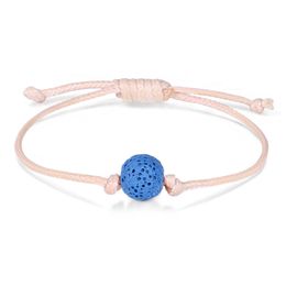 10mm Colourful Lava Stone Bead Strand Bracelet DIY Essential Oil Perfume Diffuser Beige Rope Braided Lover Friendship Bracelets Women Men Jewellery