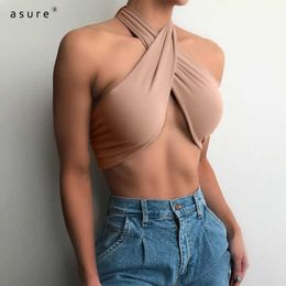 Going Out Crop Tank Tops Women Chest Binder Female Breast Bra Corset Top Tie Up Sexy Clothes 90s Aesthetic Sports T0C4177W 210712