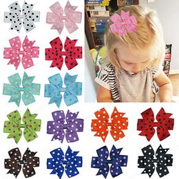 8*8 CM Fashion Dots Grosgrain Ribbon Bows Duckbill Clips Cute Baby Girls Bangs Hairpins Hair Accessories Clothing Decoration