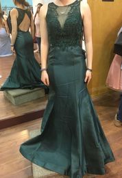 Hunter Green Mermaid Prom Dress Beaded Sleeveless Event Wear Party Gown Custom Made Plus Size Available
