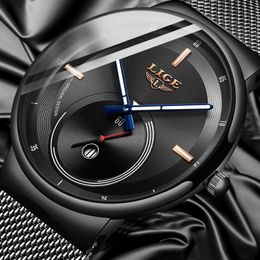 Mens Watches LIGE Top Brand Luxury Men Fashion Dress Quartz Watch Perfect Gift Black Dial Modern Style relojes hombre 210527