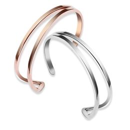 2021 Europeanc-type Bracelet Fit Dw Men and Women Open Line Titanium Steel Rose Gold Q0717