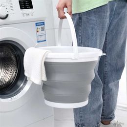 10L/5L/3 Collapsible Bucket Portable Folding Bucket Lid Silicone Car Washing Bucket Children Outdoor Fishing Travel Home Storage 211215