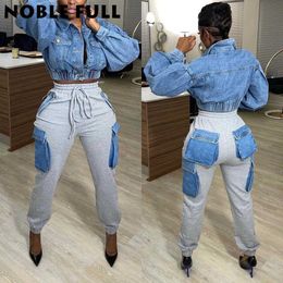 Sweatpants Casual Colour Patchwork High Hold With Pockets Legging Joggers Pants Outfit High Street Cargo Women Pants Trousers Q0801