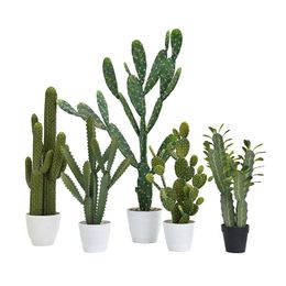 Fiori decorativi ghirlande Nordic Grande simulazione di cactus Piante artificiali in vaso di Cactus Soggiorno per interni Bonsai Bonsai FACCOLA DECORAZIONE TROPICALE