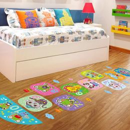 Hopscotch Games Wall Stickers DIY Cartoon Wall Decals for Kids Rooms Baby Bedroom Nursery Floor Home Decoration 210308