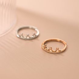 925 Sterling Silver Sweet Crown Petite Rings Charm Boho Minimalism Birthday Gift for Women Jewelry