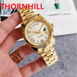 Factory 316L Stainless Steel Watch Men Fully Mechanical Automatic Movement Perfect Quality Business Day-Date Roman Centre Clock Calendar Reloje Man Wristwatch