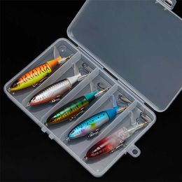 5PCS Whopper Plopper Fishing Lure Set 10CM 13G Topwater Popper Bait Rotating Tail Artificial Wobblers Lures Tackle Pesca 211224
