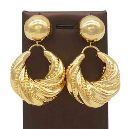 copper prices UK - Wedding Drop Copper Earrings Hollow Out Gold Big African Women Crystal wholesale Price 210625