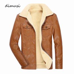 DIMUSI PU Leather Men's Jacket Winter Casual Fleece Thick Warm Leather Coats Faux Leather Slim Motorcycle Jackets Brand Clothing Y1122