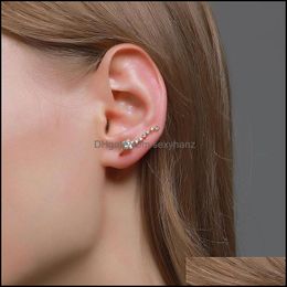 Stud Earrings Jewelry Glitter Star A Word Korean Sweet Diamond Row Ear Drop Women Vacation Party Gift Gold Earring Aessories Delivery 2021 W