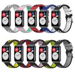Durable Two-color Silicone Wristband Strap Watch Band for Huawei Watch Fit