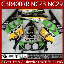 Bodywork For HONDA Fairing CBR400 RR CBR400RR NC23 88-99 65No.162 NC29 CBR 400 RR C CC 88 89 90 91 92 93 400CC CBR 400RR 1994 1995 1996 1997 1998 1999 Repsol green OEM Bodys