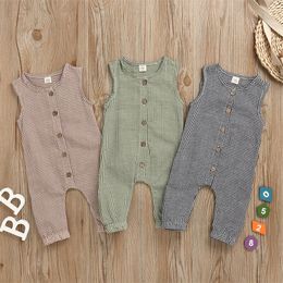 Lattice Baby Rompers Infant Plaid Sleeveless Jumpsuits Toddler Button Onesies 95% Cotton Summer Clothes 060728 179 Y2