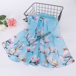 India Bohemian Beach Flowers Printed Chiffon Scarf Long Scarves For Women Wrap Shawl Stole Chiffon Hijab 160*50cm