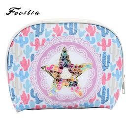 Fecilia Sequins Glitter Colour Sequins Handbag Makeup Pouch Women Party Clutch Bags Kid Gift Coin Purse