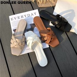 DONLEE QUEEN Women Brand Slippers Summer Slides Open Toe Flat Casual Shoes Leisure Sandal Female Beach Flip Flops Big Size 41 Y200423