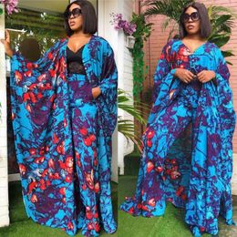 Ethnic Clothing Two Piece Maxi Dress And Pants Sets Plus Size African Clothes For Women Tracksuit Kaftan Dresses Boubou Robe Vetement Femme