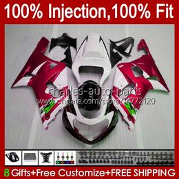 Injection Mold Fairings For SUZUKI GSXR600 GSXR750 600CC 750CC K1 01 02 03 37No.98 GSXR-750 GSXR 600 750 CC GSXR-600 2001 2002 2003 GSX-R750 01-03 OEM Red white Body