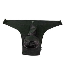 NXY Briefs and Panties Latex Male String Underwear Black Rubber G with Cock Ball Sheath Fetish Erotic 1126