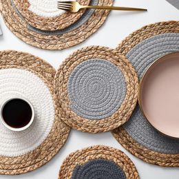 Mats & Pads Nordic Style Table Mat Woven Heat Insulation Placemat Household Western Anti-scalding Pot Tea Coasters Round