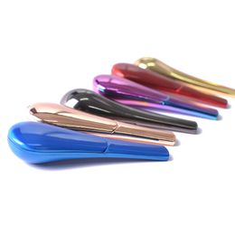 smoking Pipes spoon pipe Zinc alloy Rainbow Colour ice-blue gift box packaging spoon Shape with Cover metal H96.5mm