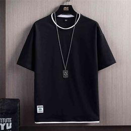 Summer Mens Casual T-Shirts Male Solid Color Short Sleeve T Shirts Men Loose Tops Tees Harajuku Sportswear Tracksuit Clothes 210716