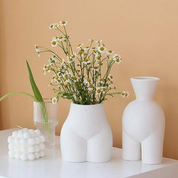 Vases Nordic Ins Abstract Human Body Ceramic Handmade Vase Flower Arrangement Crafts Creative Half-length Home Decoration Statue