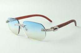 Direct sales XL diamond sunglasses 3524024 with tiger wooden temples designer glasses, size: 18-135 mm