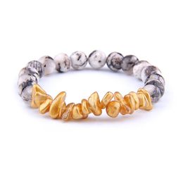 Charm Bracelets Vinswet Irregular Gold Shell Chips Stretch Bracelet Male Natural Jades Beads For Women Girl Jewellery