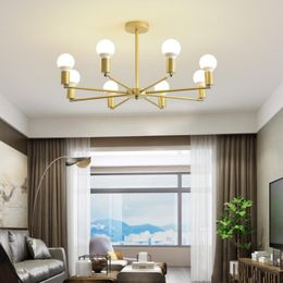 Chandeliers Modern Gold Chandelier Lighting 3-8 Lights Wrought Iron Can Adjust Living Room Bedroom Home Hanging Lamp Restaurnat Decor Light