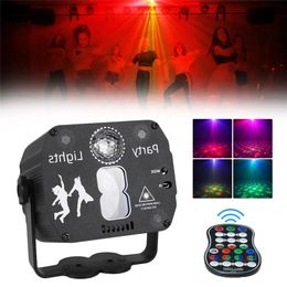 8 EyesLaser Lighting Disco USB Stage LED Rechargeable Voice Activated Light Projector DJ Strobe Birthday Wedding Bardance Lights