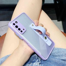 Wrist Band Holder Phone Cases For Xiaomi Redmi Note 10 9Pro POCO X3 NFC M3 Mi 10T Pro Mi 11 Mi Note10 Lite Soft Candy Cover