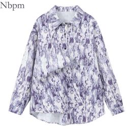 Nbpm Spring Women Clothing Tie Dye Korean Clothing Women's Blouse Long Sleeve Top Elegant Shirt Tunic Female Fashion Basic 210529