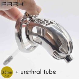 NXY Cockrings FRRK Male Chastity Cock Cage with Urethral Plug Silicone for Men Shower Bondage Belt Device Sissy Adult BDSM Sex Toys 1124