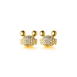 Stud Fashion Cute Animal Gold Ear Studs For Women Jewellery Mini Crab Shape Inlaid Cubic Zirconia Bohemian Sweet Earring