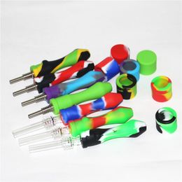 Portable Smoking Pipes Silicone Hand Tobacco Pipe Dry Herb Glass Philtre Bowl Dab Oil Nails Burner Bong Accessories