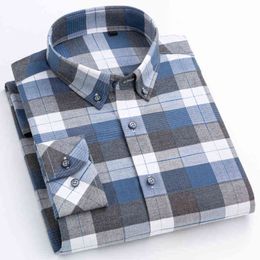 England Style Men's Plaid Chequered Cotton Shirts Long Sleeve Standard-fit High-quality Stylish Casual Comfortable Thick Shirt G0105