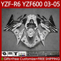 Body Kit For YAMAHA YZF-R6 YZF600 YZF R6 600CC 2003-2005 Cowling White Grey 95No.232 YZF R 6 YZFR6 03 04 05 Bodywork YZF-600 600 CC 2003 2004 2005 Motorcycle Fairing