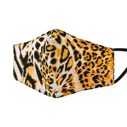New Adult winter cold-proof printing three-layer washable cotton masks leopard print anti-dust cloth mask