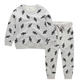 Jumping Metres Robots Printed Clothing Sets for Boys Girls Autumn Winter Cotton Outfits Cartoon Kids 2 Pcs Suits 210529