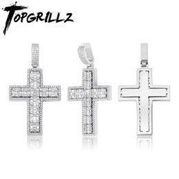 TOPGRILLZ Hip Hop High Quality Cross Pendant Necklace Iced Out Full Micro Pave Cubic Zirconia Pendant Fashion Jewelry For Gift X0509