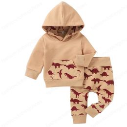 Boy Clothing Set Cute Dinosaur With Big Pocket Design Hoodies +Pants Autumn Cotton Soft Kids clothes 2 Piece sets 0-24 months